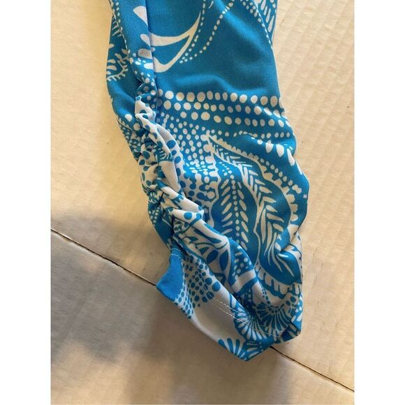 Chicos Easywear Tunic Top Blue White Floral size‎ 1 or M 3/4 Sleeves Stretch A31 - Picture 6 of 7